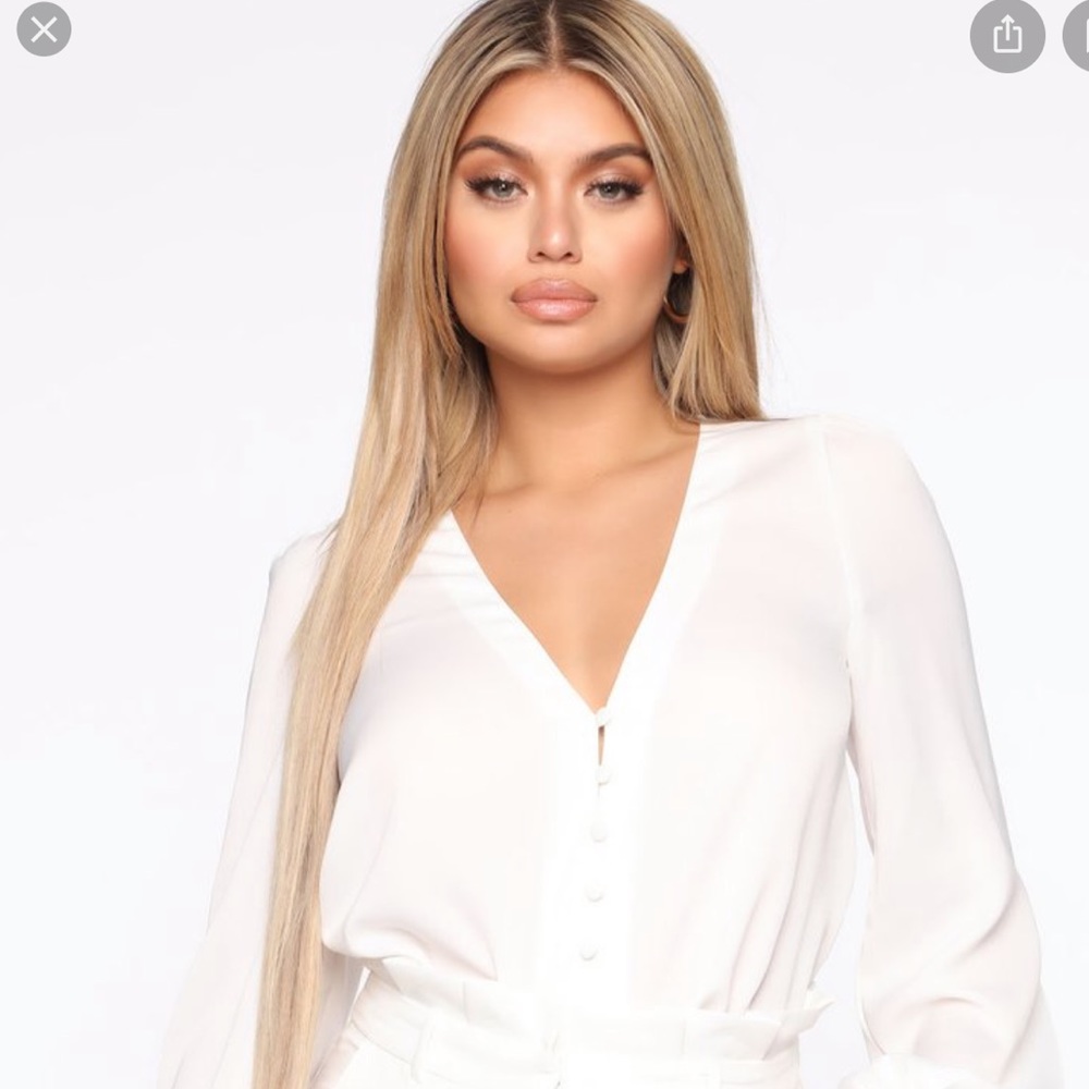 Fashion Nova White Button Up Top